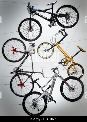 Hanging bicycles Stock Photo