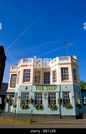 the ship, a public house facing the river thames in mortlake, southwest london, england Stock Photo