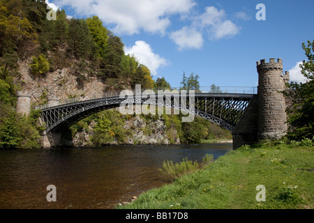 Thomas Telford  Craigellachie cast iron arch bridge across the River Spey at Craigellachie, Speyside, Moray, Scotland Stock Photo