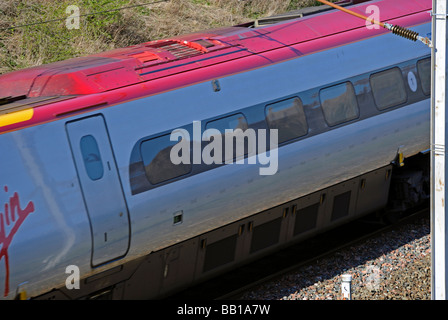 British Rail Class 221 SuperVoyager diesel electric multiple unit, Number 221 143 'Auguste Picard', at speed. Cumbria, England. Stock Photo