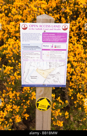 A sign on Southwold Common with a map of the heath in Southwold,Suffolk,Uk Stock Photo