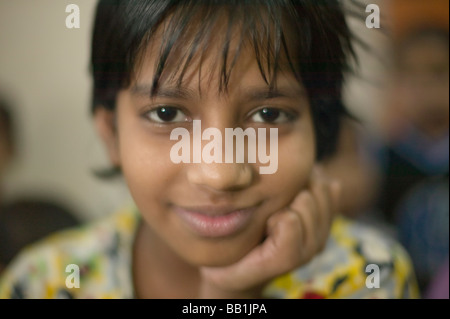 Child in school, all were born in brothel, Dhaka, Bangladesh. Stock Photo