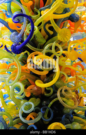 Detail of glass tower by Dale Chihuly at the Oklahoma City Museum of Art Stock Photo