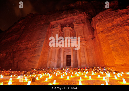 Petra by candle light Stock Photo
