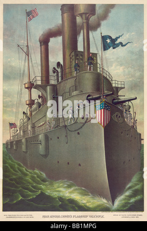 Rear Admiral Dewey's flagship 'Olympia' Stock Photo