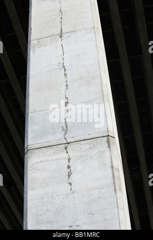 A crack in a support column of the West Seattle Freeway bridge Seattle Washington 2009 Stock Photo