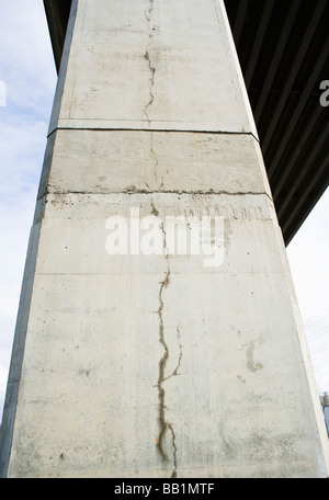 A crack in a support column of the West Seattle Freeway bridge Seattle Washington 2009 Stock Photo