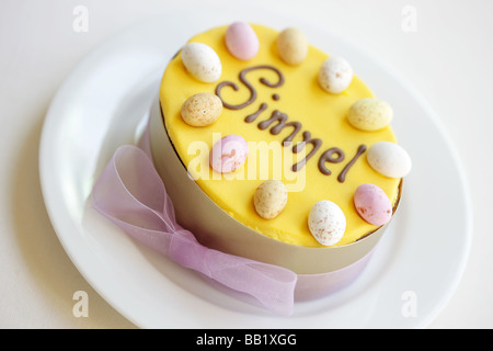 Homemade Freshly Baked Easter Simnel Celebration Cake, Closeup, Isolated On White With No People Stock Photo