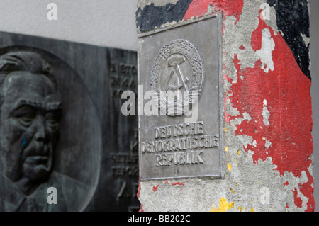 old Border stone at Checkpoint Charlie Museum Berlin Germany Stock Photo