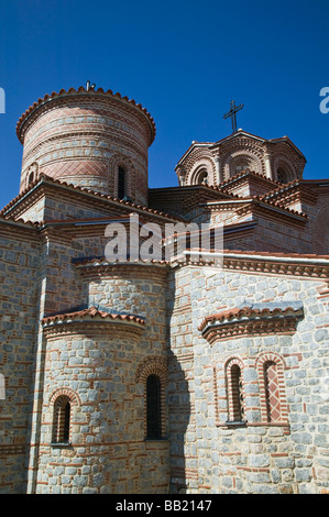 MACEDONIA, Ohrid. Morning View of newly built Sveti Kliment i Pantelejmon Church Stock Photo