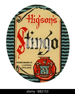 Old British beer label for Higson's Stingo, Liverpool Stock Photo