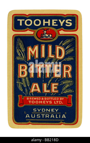 Old Australian beer label for Toohey's Mild Bitter Ale, Sydney, New South Wales Stock Photo