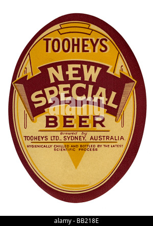 Old Australian beer label for Toohey's New Special Beer, Sydney, New South Wales Stock Photo