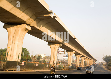 Infrastructure is being constructed in Bangalore, India. This is a new Express Way on the road to Electronics City. Stock Photo