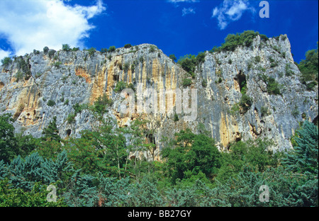 Steep cliffs of the Gorges de l Ardèche France Stock Photo