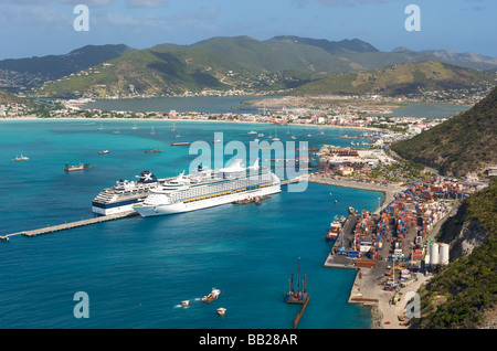 Sint Maarten view on Philipsburg Stock Photo