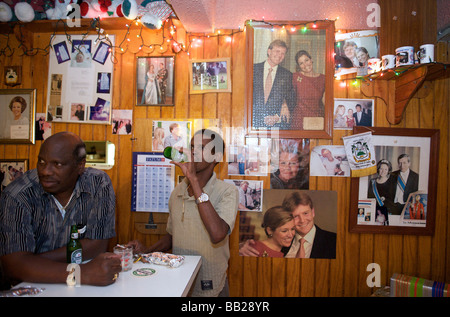 Saba bar with pictures of the Dutch Royal family Stock Photo