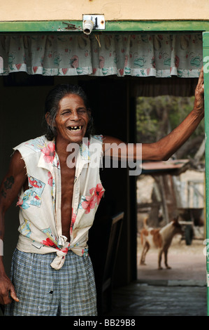 Netherlands Antilles Bonaire portrait of a poor man in Rincon Stock Photo