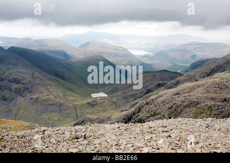 View from the top of Scafell Pike looking North-West, England's highest mountain, Lake District UK. Stock Photo