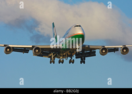 EVA Air Cargo Boeing 747 landing on Heathrow Stock Photo