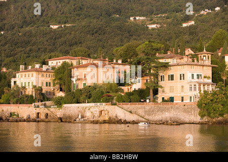 Traveling Croatia; The beautiful Villas of the coastal town of Lovran. Stock Photo