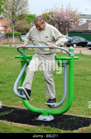 The Wicksteed Xersape circuit fitness playground, an outdoor gym playground for old people in Eastbourne Stock Photo