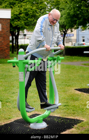 The Wicksteed Xersape circuit fitness playground, an outdoor gym playground for old people in Eastbourne Stock Photo