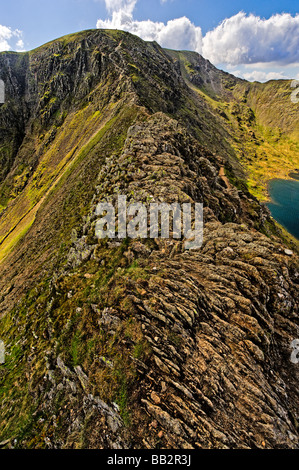 In the English Lake District - on Striding Edge looking west towards Helvellyn Stock Photo