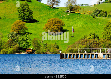 In the English Lake District - jetty on Ullswater at the small village of Pooley Bridge Stock Photo