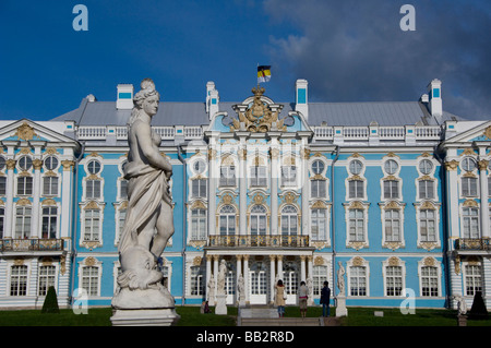 Russia, St. Petersburg, Catherine's Palace (aka Bolshoi Yekaterinsky Dvorets). Palace view from gardens. (RF) Stock Photo