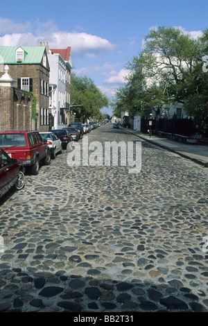 Cobblestone Chalmers Street in historic Charleston South Carolina Stock Photo