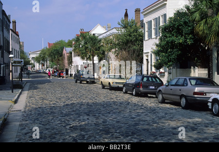 Cobblestone Chalmers Street in historic Charleston South Carolina Stock Photo