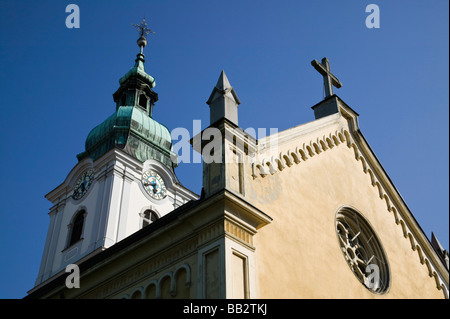 Croatia, Banija-Kordun Region, KARLOVAC. Church of the Holy Trinity in the Zviezda / Star Old Town Stock Photo