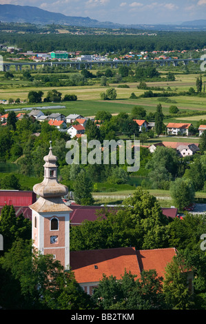 Croatia, Banija-Kordun Region, KARLOVAC. Countryside view from the Dubovac midieval fortress Stock Photo