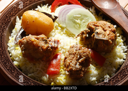 Sindhi biryani is a special meat and rice dish from the Sindh province of Pakistan. Stock Photo