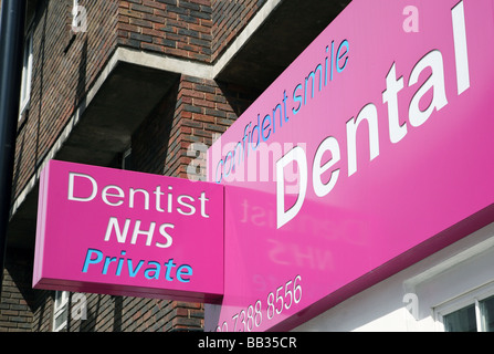Sign on dentist's surgery central London Stock Photo