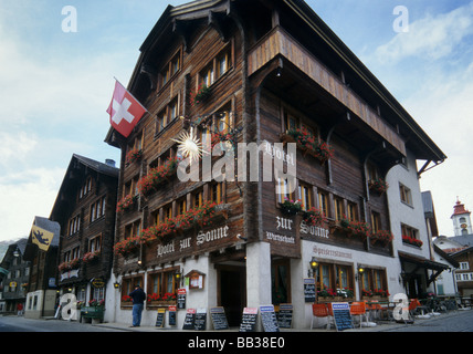 Hotel zur Sonne at Andermatt in Urseren Valley Uri canton Switzerland Stock Photo