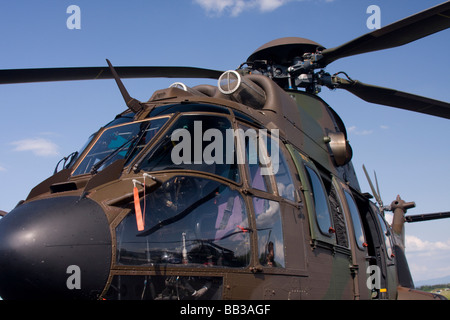 Details of military helicopter Cougar. Stock Photo