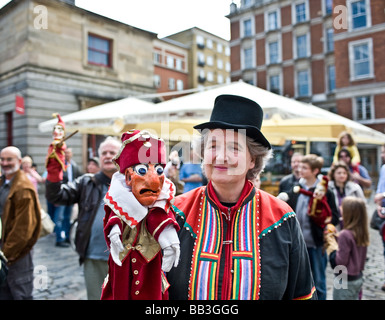 A Professor and Mr Punch in the piazza at Covent Garden in London.  Photo by Gordon Scammell Stock Photo