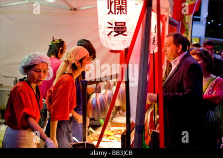 A market stall selling chinese food Stock Photo