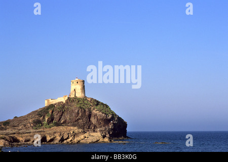 Tower of Sant Efisio to Nora Province of Cagliari Italy Stock Photo