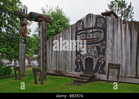 USA, Alaska, Wrangell. Close-up of Chief Shakes' Tribal House. Stock Photo