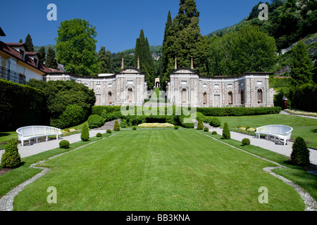 ANTIQUE MINARETO IN THE PARK OF VILLA D'ESTE LUXURY HOTEL IN CERNOBBIO, LAKE COMO, ITALY Stock Photo