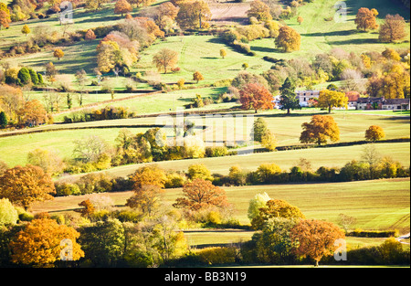 Autumn view across the Cotswold countryside in Gloucestershire England UK Stock Photo