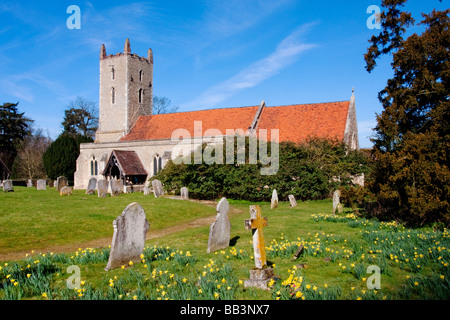St Mary's The Virgin's Church at Langham in the Essex countryside on a spring morning Stock Photo