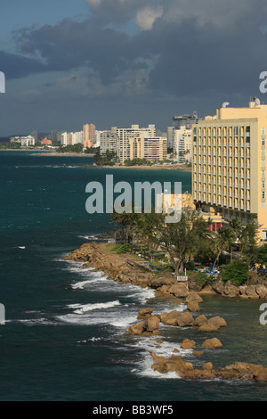 Looking down Condado towards Los Caballos from San Geronimo ruins, San Juan, Puerto Rico Stock Photo