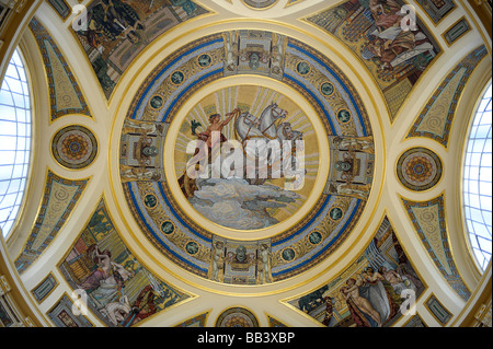 The decorative ceiling in the atrium of The Szechenyi Baths in Budapest Hungary Stock Photo