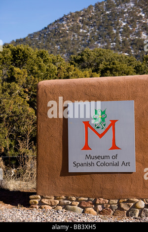 NA, USA, New Mexico, Santa Fe, Museum Hill, Museum of Spanish Colonial Art Sign (RF) Stock Photo
