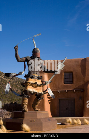 NA, USA, New Mexico, Santa Fe, Museum Hill, Native American Museum, Cast Bronze Sculpture wtih Patina, Stock Photo