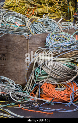 OR, Oregon Coast, Newport, Rope coils, at the Port of Newport Stock Photo